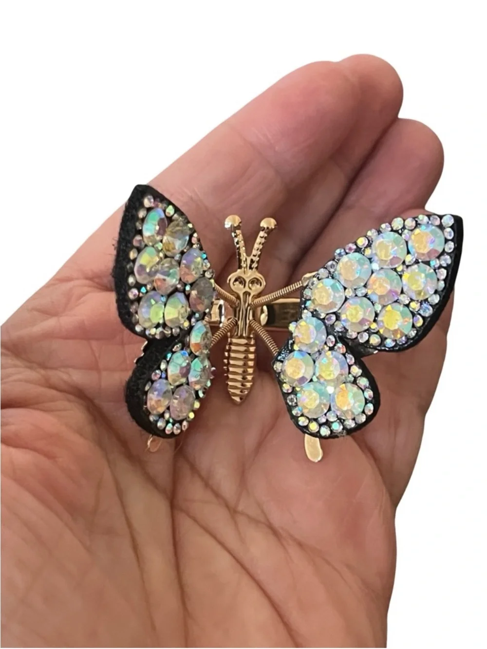 Gold-Tone Butterfly Hair Clip with Iridescent Crystal Accents FINAL PRICE DROP